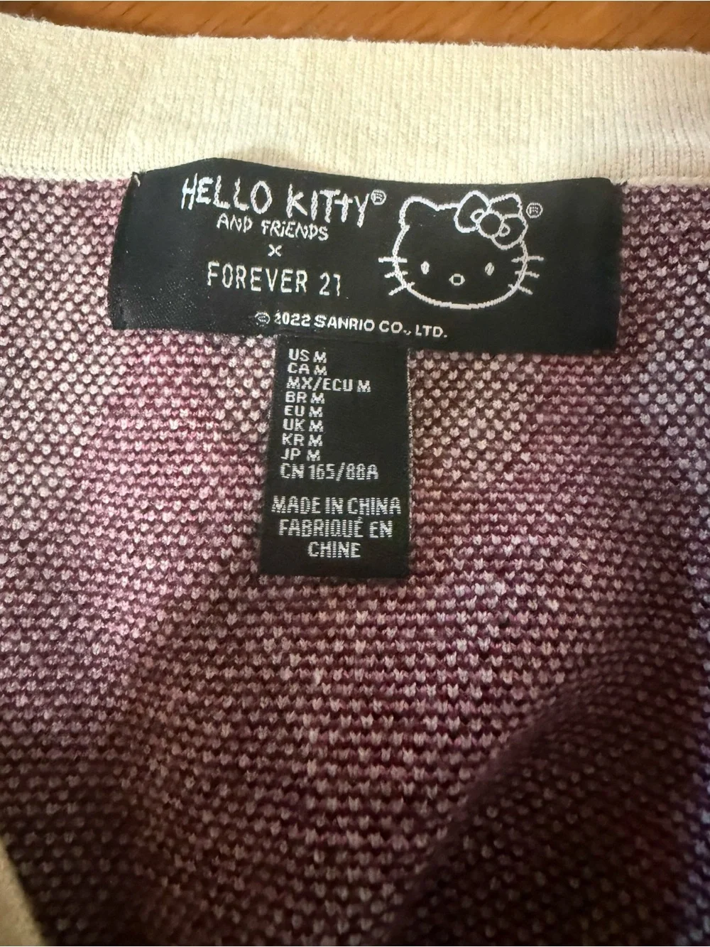 Forever 21 Hello Kitty Knit Top in Burgundy and Cream Heather - Picture 2 of 3